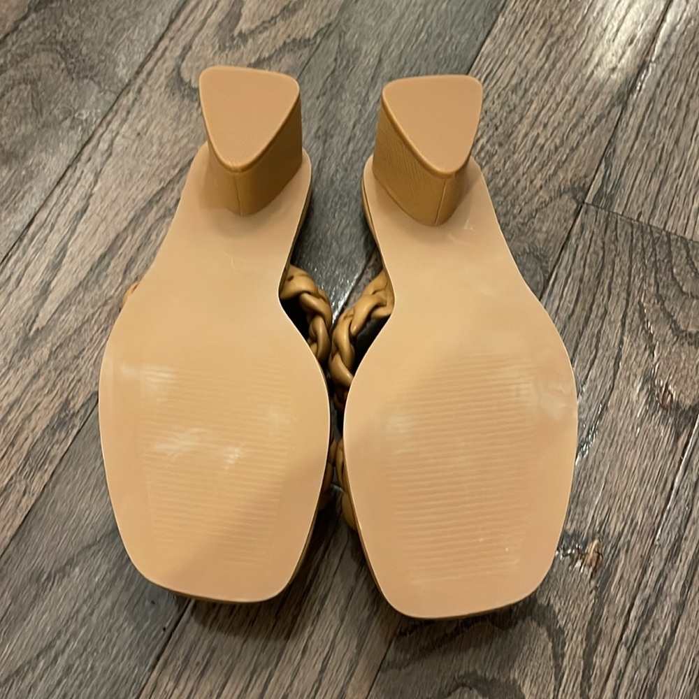 Women’s Square Open Toe Backless Slip-on Chunky Heeled Sandals - camel sz 6 - Picture 3 of 3